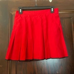 red vintage pleated skirt